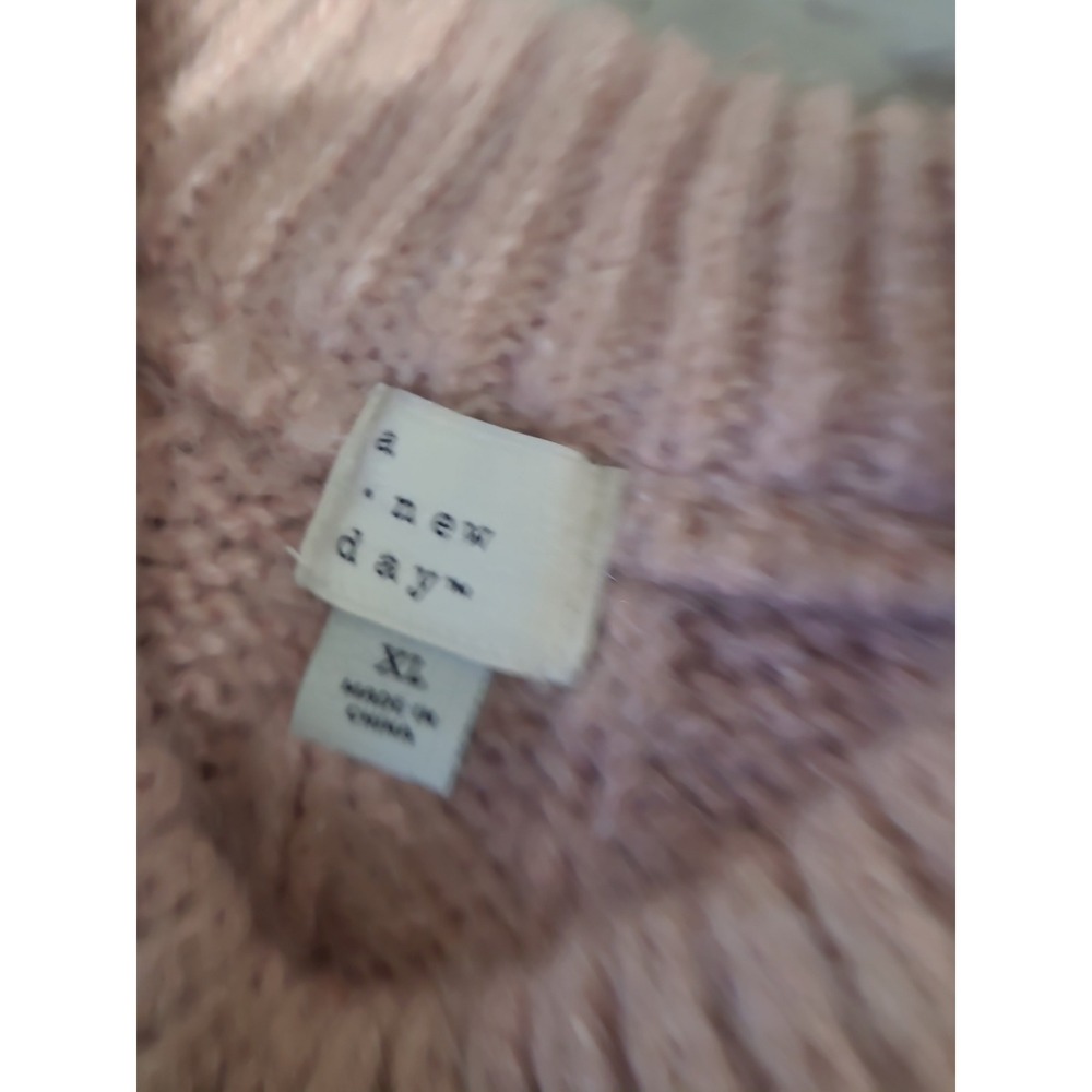 A New Day Mauve Chunky Cable Knit Crewneck Sweater Women SZ XL drop shoulder - Picture 5 of 11